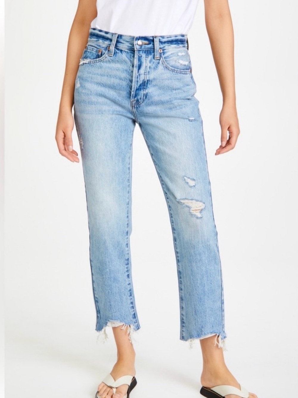 Pistola Light Blue Distressed Ankle Jeans